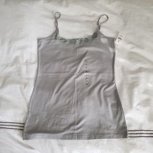 NWT Ann Taylor LOFT Gray Lace Tank Top/Cami, S
